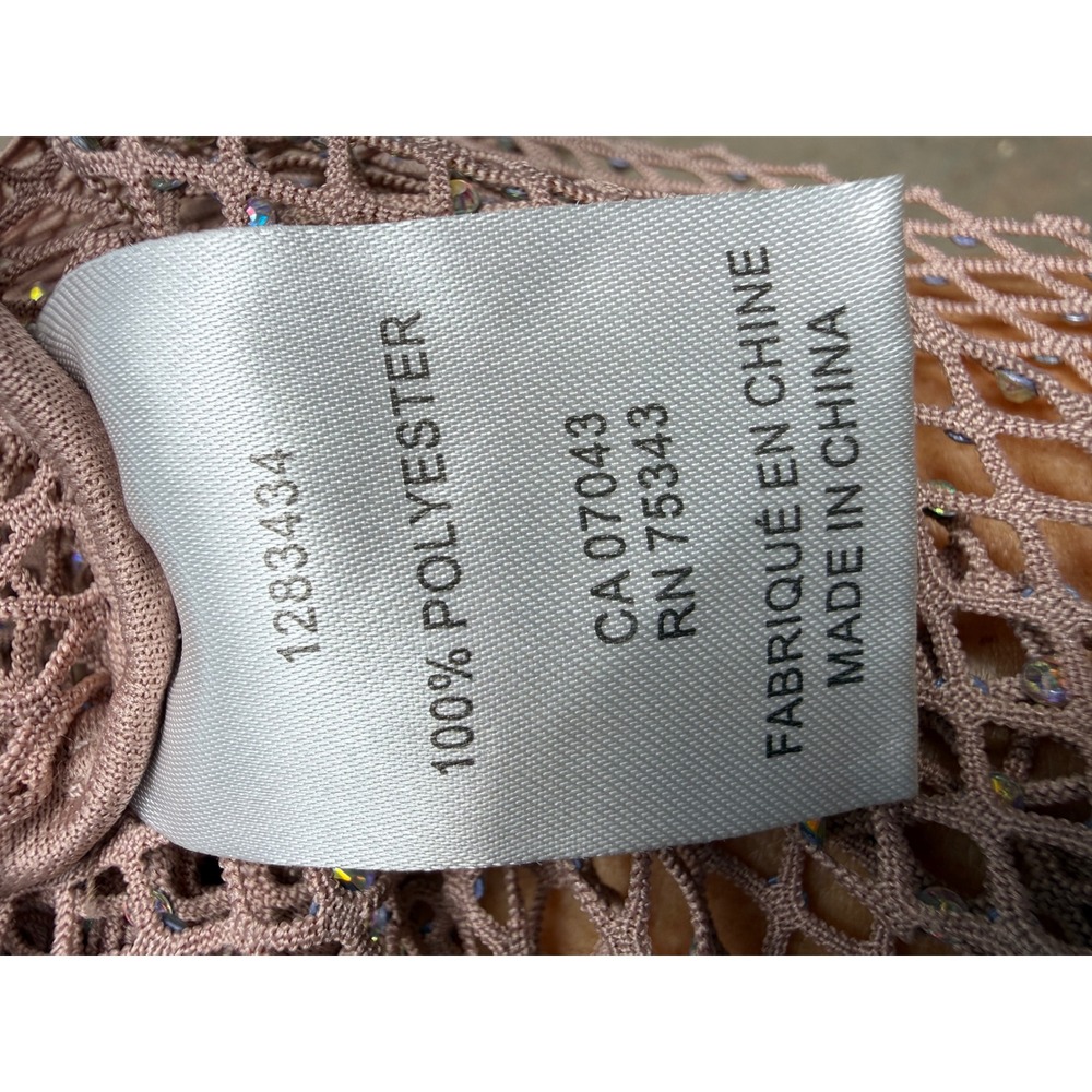 Rachel Zoe Mauve Pink Rhinestone Fishnet Mesh Long Sleeve Top Womens Medium M - Picture 5 of 5